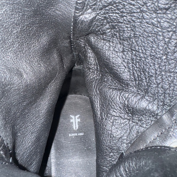 FRYE BOOT | LACE UP | COMBAT TYLER MOTO | BLK LEATHER SILVER METALLIC | VERONICA - Picture 4 of 15